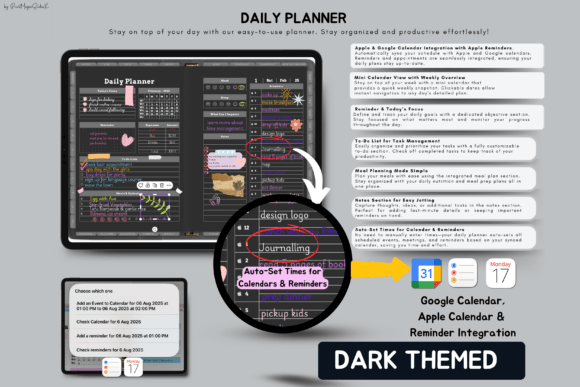Dark Mode All-In-One Digital Planner, Landscape Version (2025, 2026, 2027) - Image 3