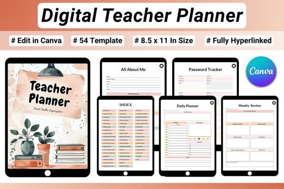 Fully Hyperlinked Digital PDF, Teacher Organization, Lesson Planning, Classroom Management, Daily, Weekly and Semester Planning, US Letter 8.5 × 11 in - Image 2